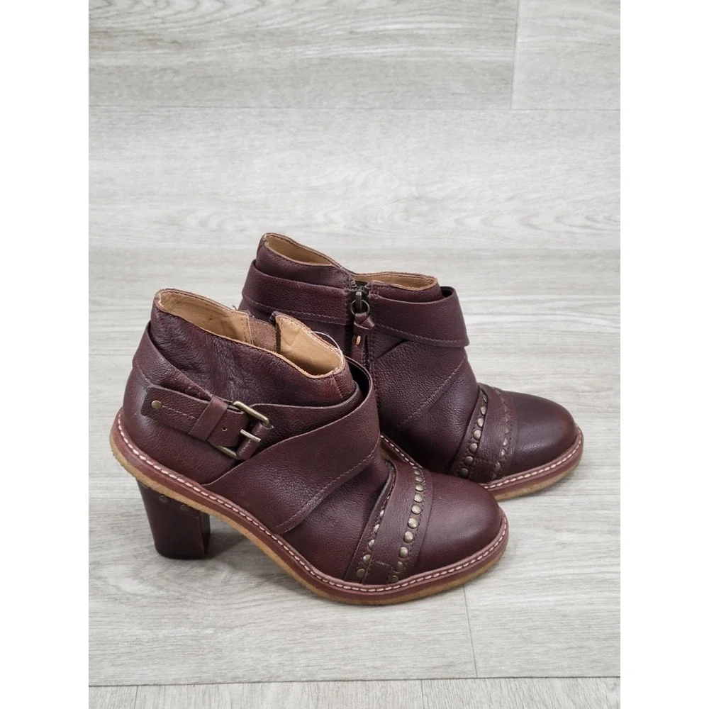Schuler & Sons Philadelphia Leather Ankle Boots Women's Size 8B Brown Zip Up